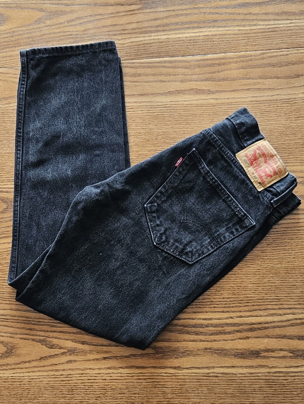 Levi's 505 Black Straight Leg Jeans 32x30 100% Cotton Distressed Character